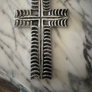 Black and White Textured Cross Decor